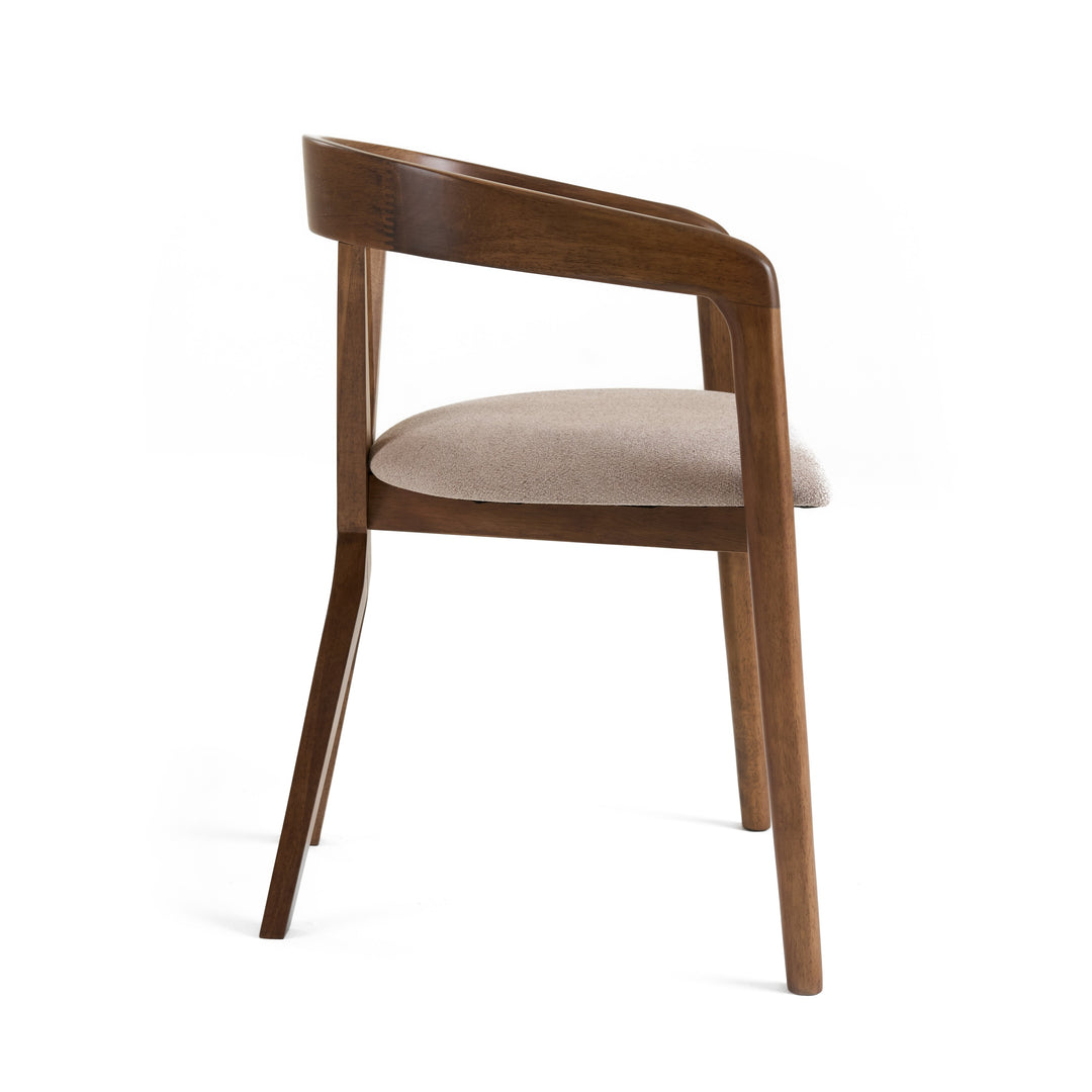 Weiss - Mid-Century Modern Light Brown Fabric + Walnut Dining Chair