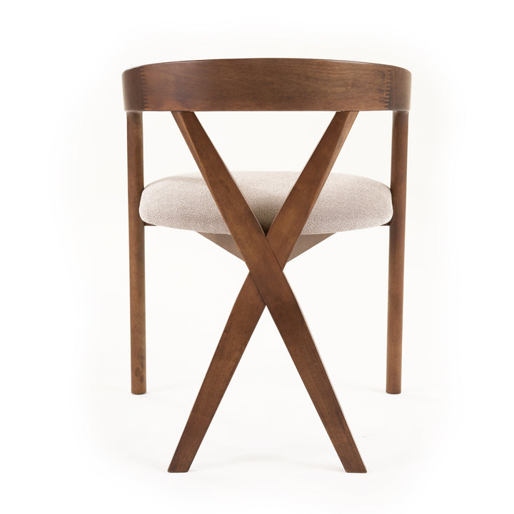 Weiss - Mid-Century Modern Light Brown Fabric + Walnut Dining Chair