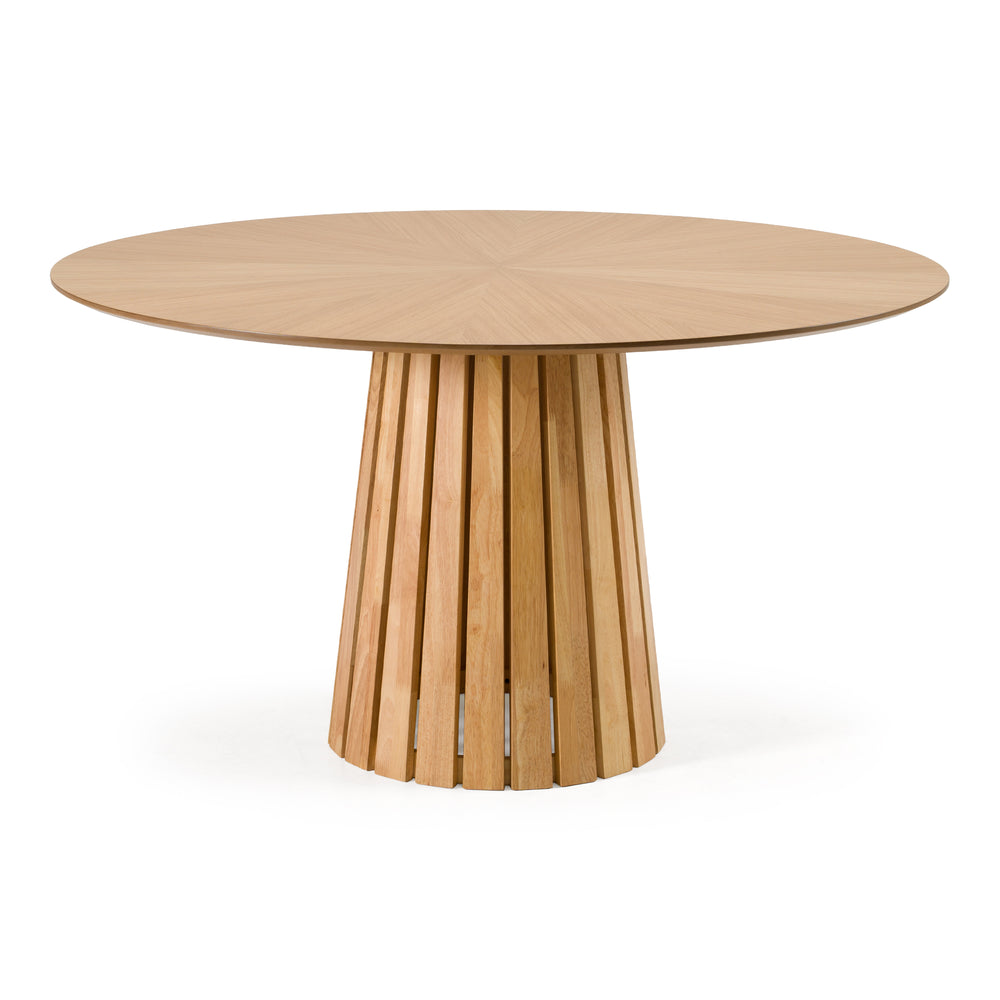 Weiss - Mid-Century Modern Natural Oak Round Dining Table - View 3