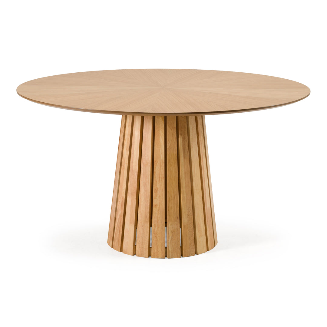 Weiss - Mid-Century Modern Natural Oak Round Dining Table