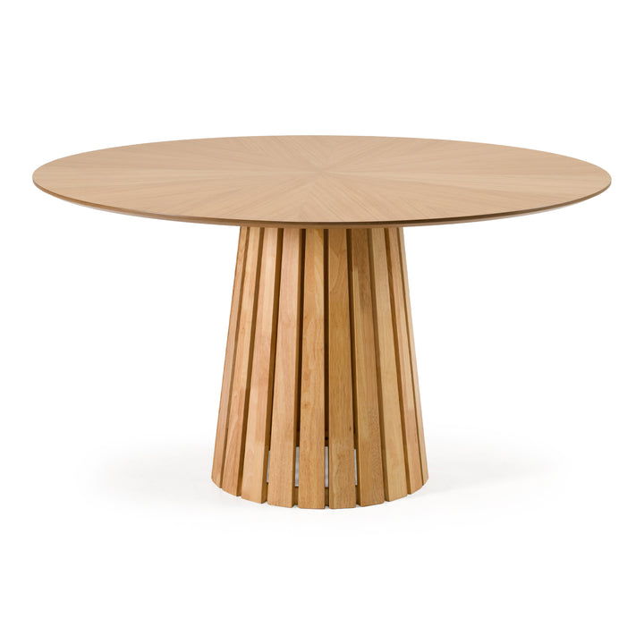 Weiss  Mid-Century Modern Natural Oak Round Dining Table