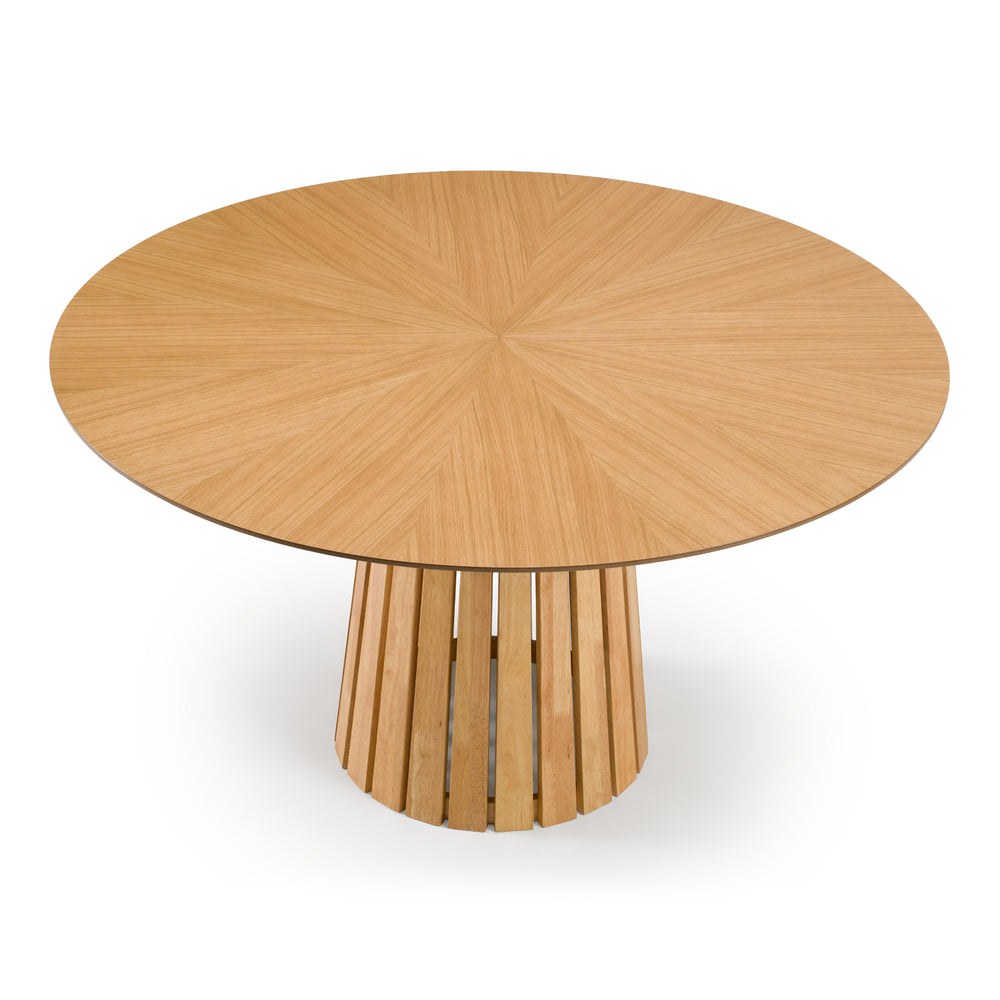 Weiss - Mid-Century Modern Natural Oak Round Dining Table - View 2