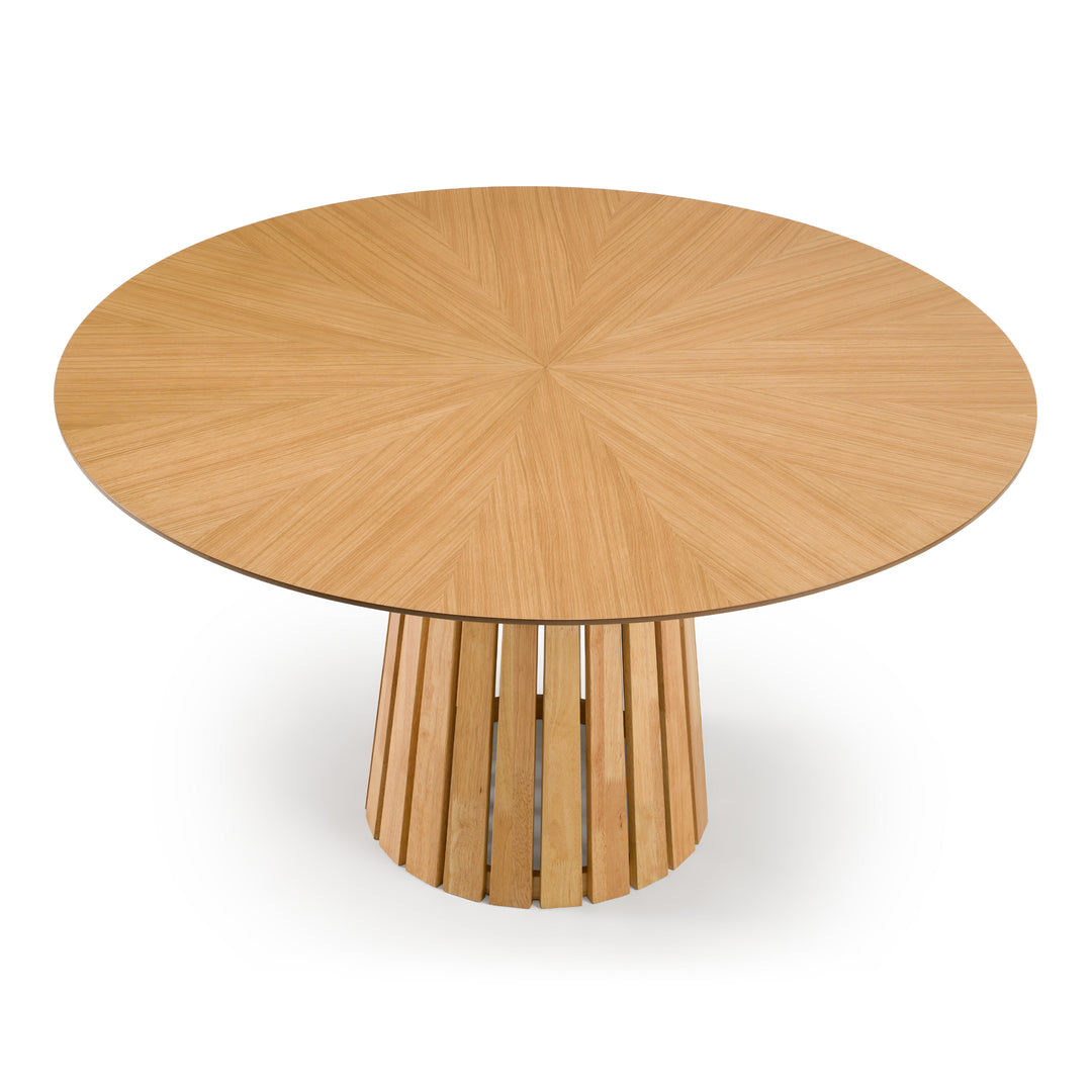 Weiss  Mid-Century Modern Natural Oak Round Dining Table