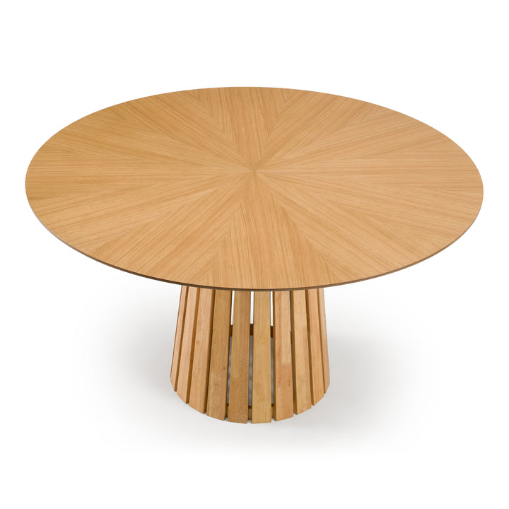 Weiss  Mid-Century Modern Natural Oak Round Dining Table
