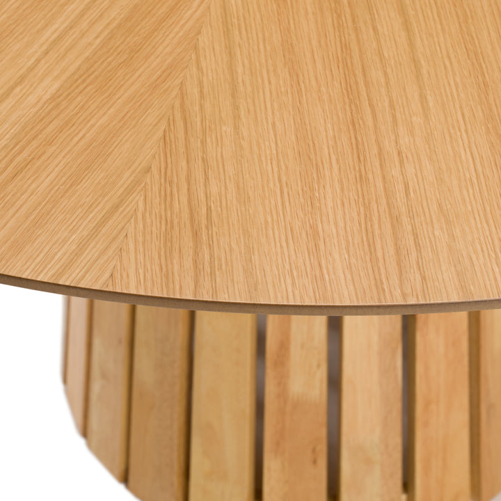Weiss  Mid-Century Modern Natural Oak Round Dining Table