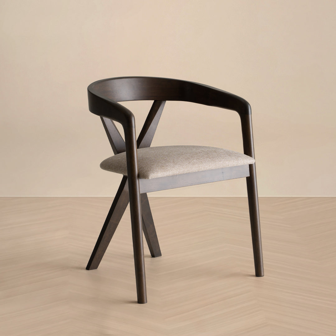 Weiss - Mid-Century Modern Light Grey Fabric + Wenge Dining Chair
