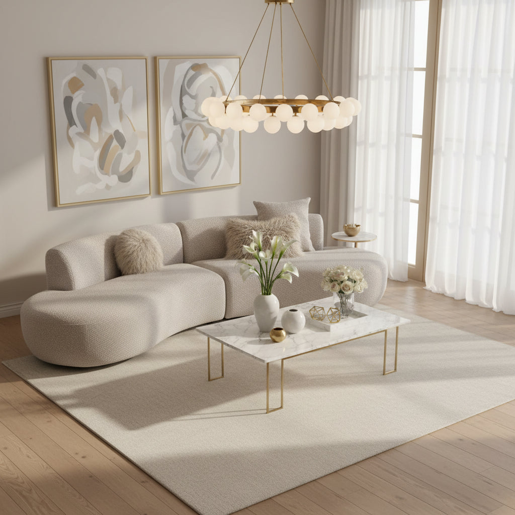 Weldon Modern Grey Fabric Curved Sectional