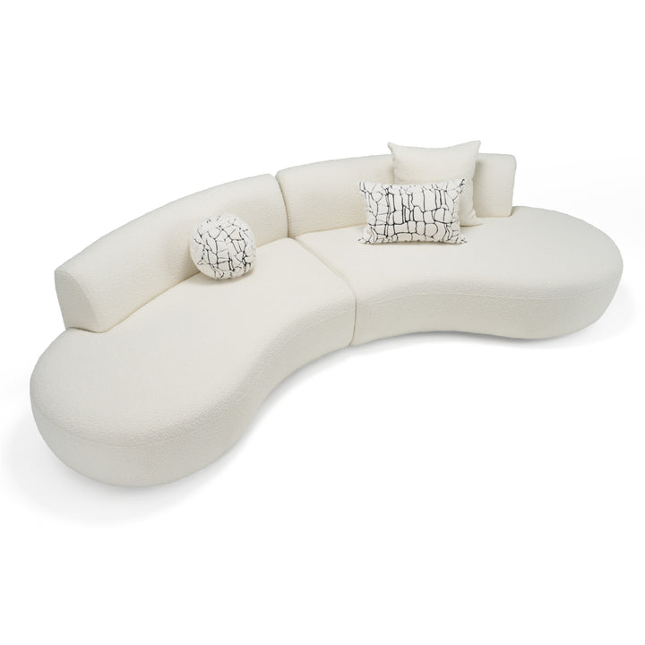 Weldon - Modern Cream Fabric Curved Sectional Sofa