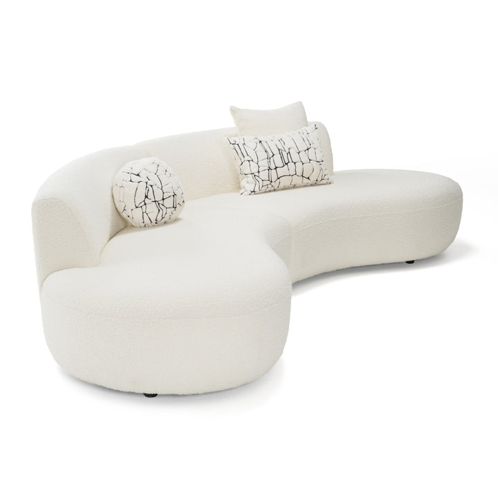 Weldon - Modern Cream Fabric Curved Sectional Sofa