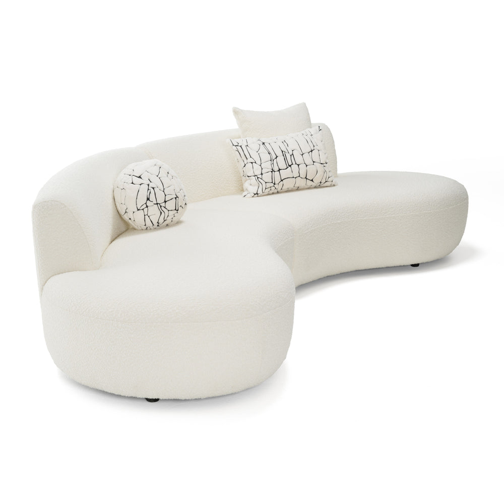 Weldon - Modern Cream Fabric Curved Sectional Sofa - View 5