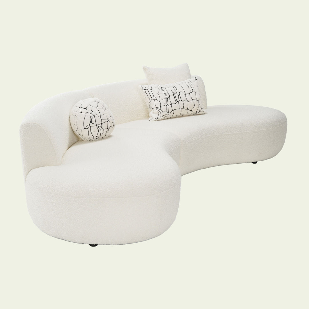 82916 - Weldon - Modern Cream Fabric Curved Sectional