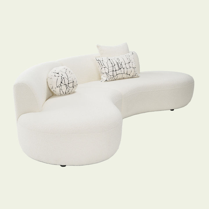 82916 - Weldon - Modern Cream Fabric Curved Sectional