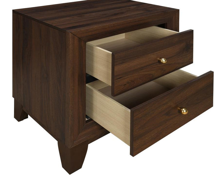 Welsley - 2 - Drawer Nightstand Bedside Table - Walnut Accent Nightstand modern furniture Contempo Furniture
