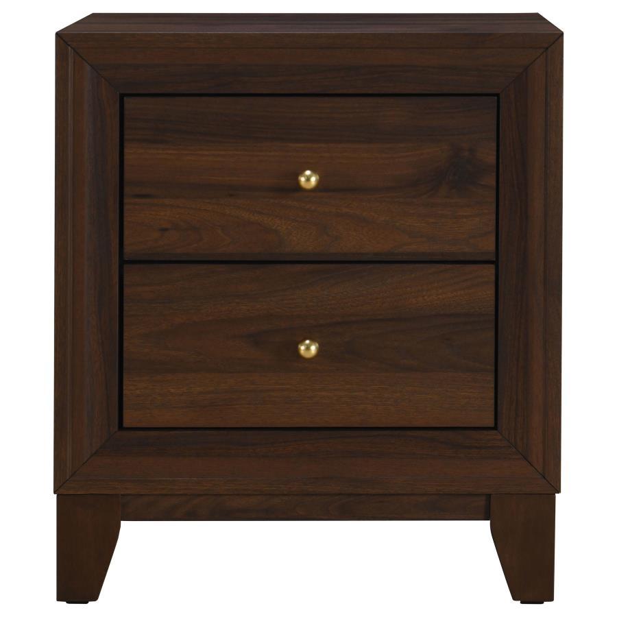 Welsley - 2 - Drawer Nightstand Bedside Table - Walnut Accent Nightstand modern furniture Contempo Furniture