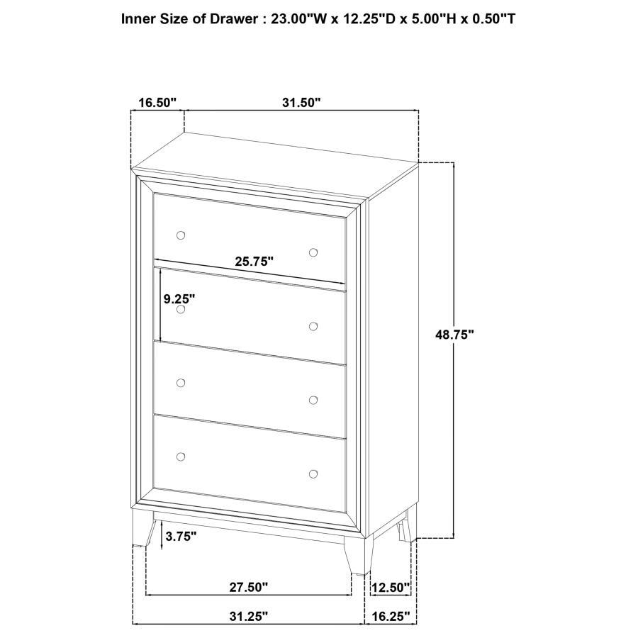 Welsley - 4 - Drawer Chest Of Drawers - Walnut Accent Chest modern furniture Contempo Furniture