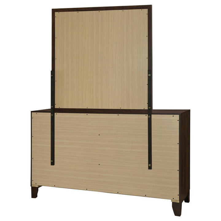 Welsley - 6 - Drawer Dresser And Mirror - Walnut Dresser &amp; Mirror modern furniture Contempo Furniture