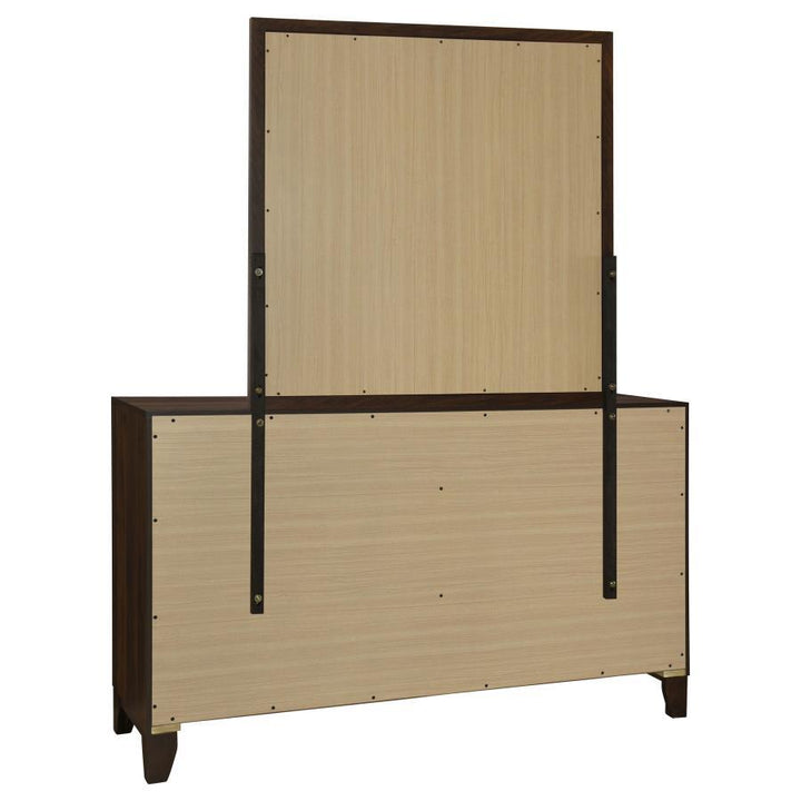 Welsley - 6 - Drawer Dresser And Mirror - Walnut Dresser &amp; Mirror modern furniture Contempo Furniture