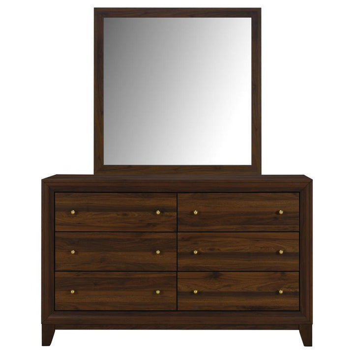 Welsley - 6 - Drawer Dresser And Mirror - Walnut Dresser &amp; Mirror modern furniture Contempo Furniture