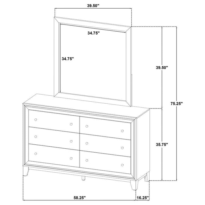 Welsley - 6 - Drawer Dresser And Mirror - Walnut Dresser &amp; Mirror modern furniture Contempo Furniture