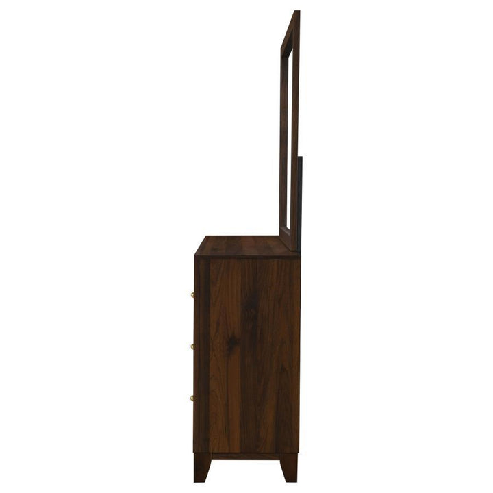 Welsley - 6 - Drawer Dresser And Mirror - Walnut Dresser &amp; Mirror modern furniture Contempo Furniture
