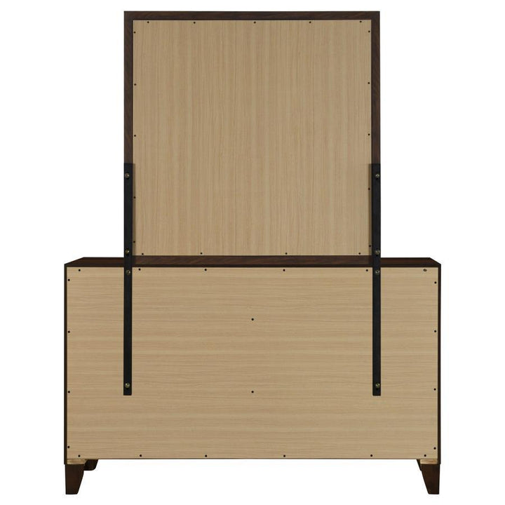 Welsley - 6 - Drawer Dresser And Mirror - Walnut Dresser &amp; Mirror modern furniture Contempo Furniture