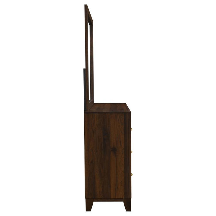 Welsley - 6 - Drawer Dresser And Mirror - Walnut Dresser &amp; Mirror modern furniture Contempo Furniture