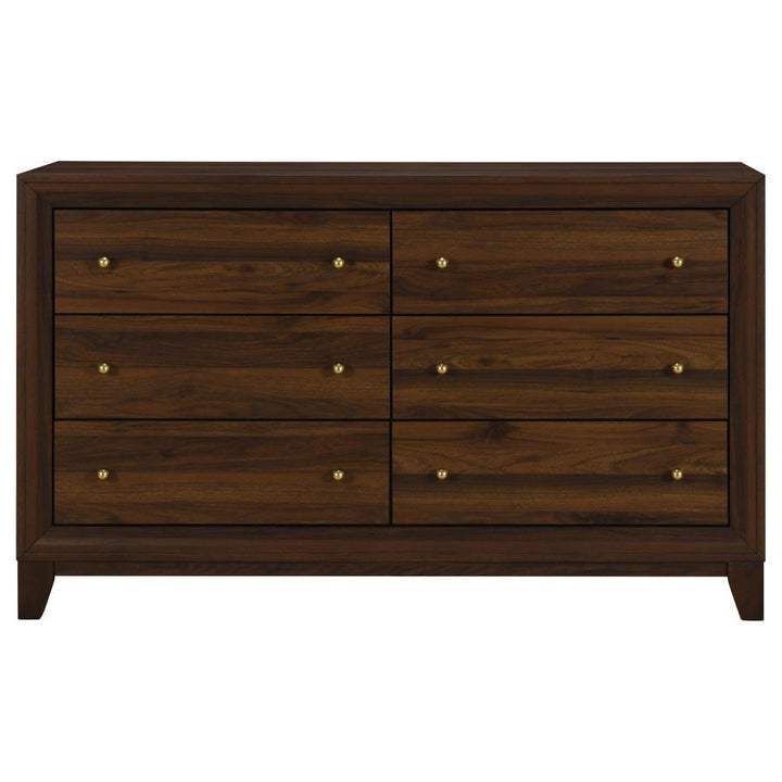 Welsley - 6 - Drawer Dresser Cabinet - Walnut Dressers modern furniture Contempo Furniture