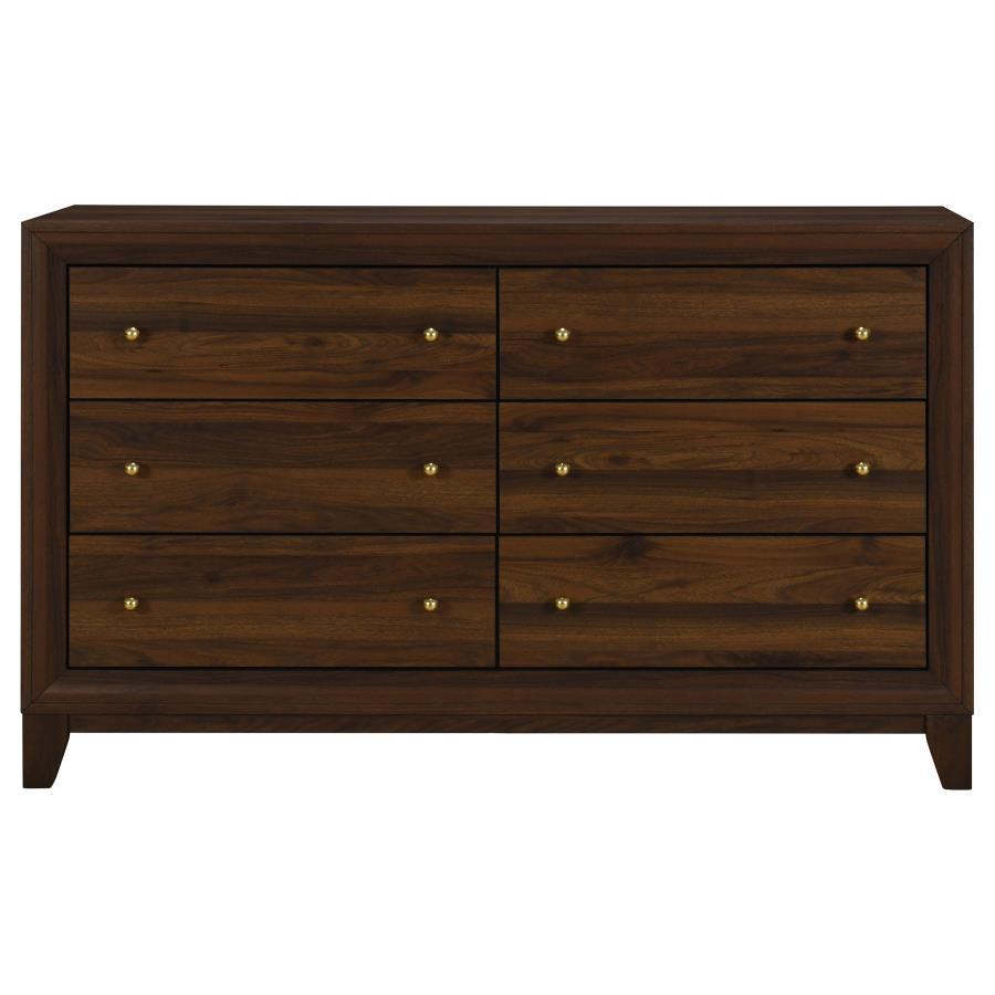 Welsley - 6 - Drawer Dresser Cabinet - Walnut Dressers modern furniture Contempo Furniture