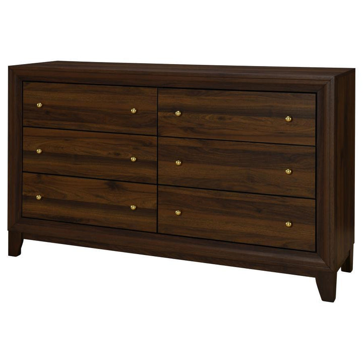 Welsley - 6 - Drawer Dresser Cabinet - Walnut Dressers modern furniture Contempo Furniture