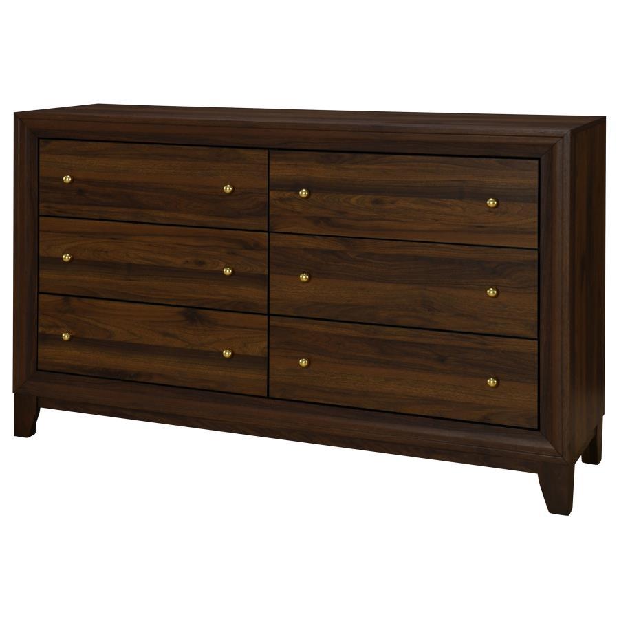 Welsley - 6 - Drawer Dresser Cabinet - Walnut Dressers modern furniture Contempo Furniture