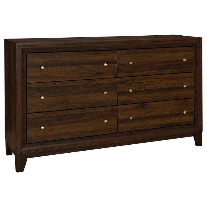 Welsley - 6 - Drawer Dresser Cabinet - Walnut Dressers modern furniture Contempo Furniture