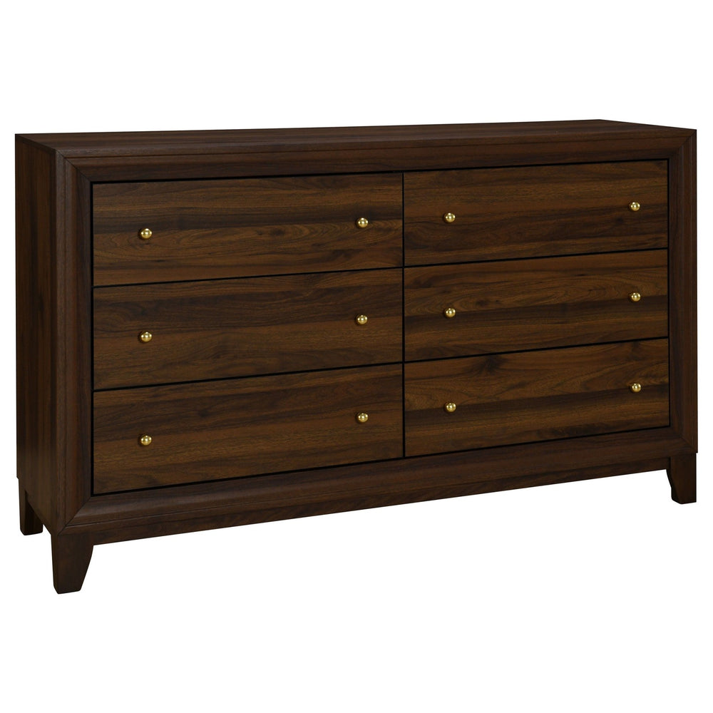 Welsley - 6 - Drawer Dresser Cabinet - Walnut Dressers modern furniture Contempo Furniture