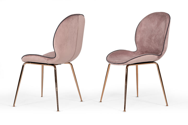 Wendy Modern Pink Velvet &amp; Rosegold Dining Chair (Set of 2)