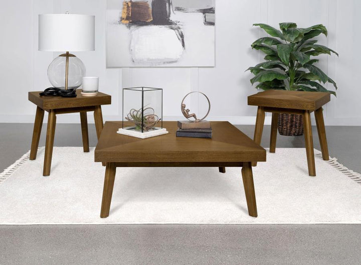 Westerly - 3 Piece Square Coffee And End Table Set - Walnut Table Set modern furniture Contempo Furniture