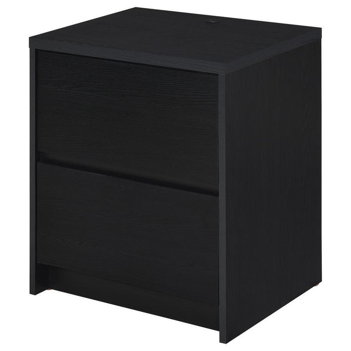 Westpark - 2 - Drawer Nightstand LED Lights And USB - Black Nightstand w/ Charging Station modern furniture Contempo Furniture
