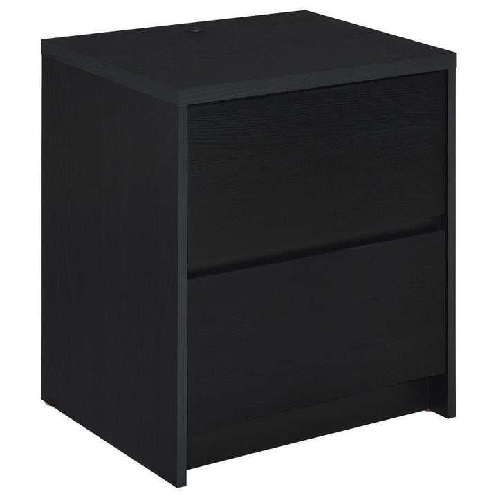 Westpark - 2 - Drawer Nightstand LED Lights And USB - Black Nightstand w/ Charging Station modern furniture Contempo Furniture