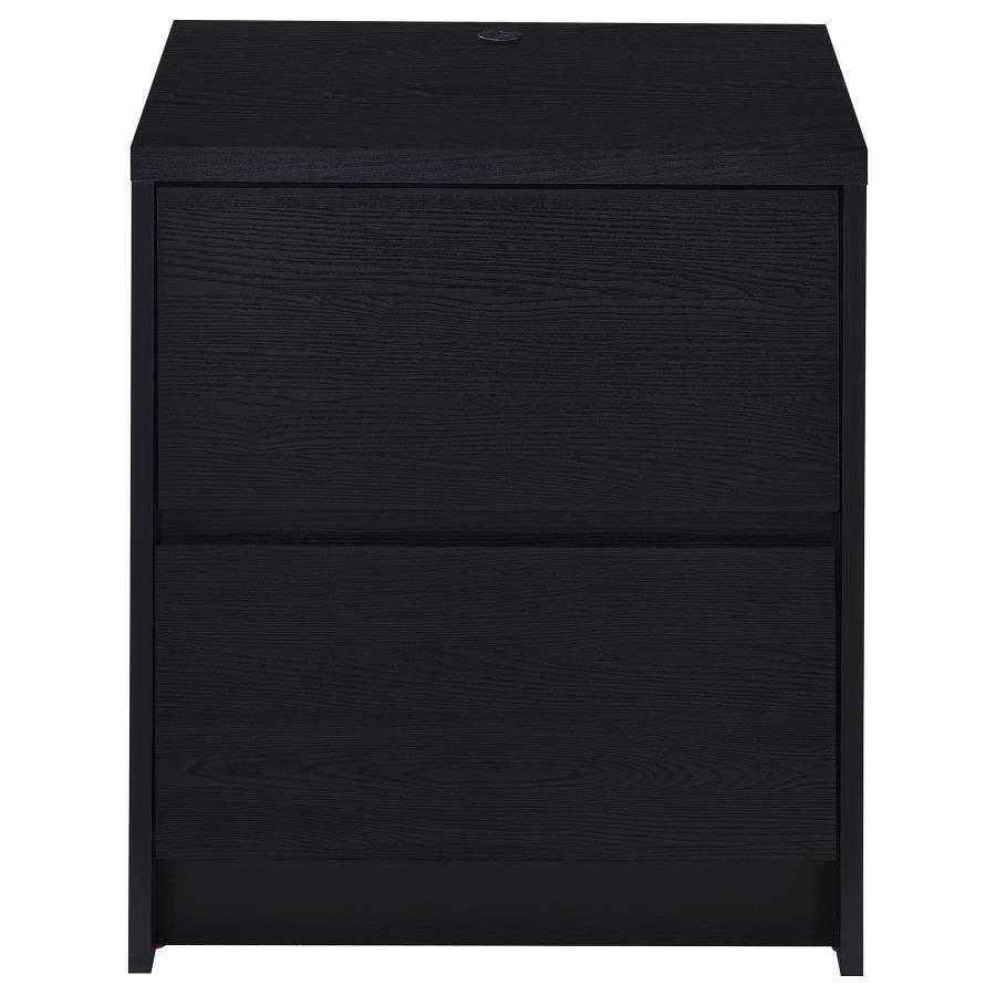 Westpark - 2 - Drawer Nightstand LED Lights And USB - Black Nightstand w/ Charging Station modern furniture Contempo Furniture