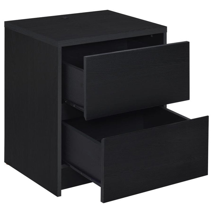 Westpark - 2 - Drawer Nightstand LED Lights And USB - Black Nightstand w/ Charging Station modern furniture Contempo Furniture