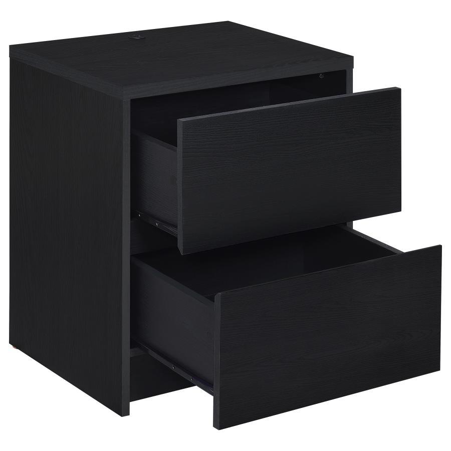 Westpark - 2 - Drawer Nightstand LED Lights And USB - Black Nightstand w/ Charging Station modern furniture Contempo Furniture