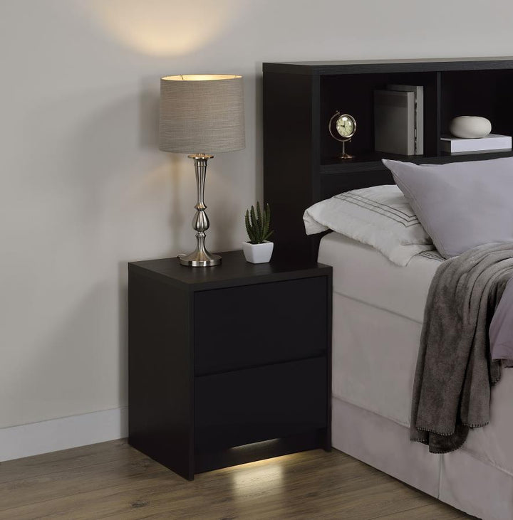 Westpark - 2 - Drawer Nightstand LED Lights And USB - Black Nightstand w/ Charging Station modern furniture Contempo Furniture