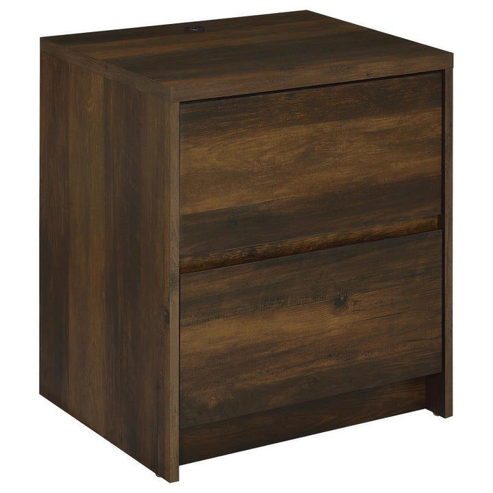 Westpark - 2 - Drawer Nightstand LED Lights And USB - Dark Pine Nightstand w/ Charging Station modern furniture Contempo Furniture