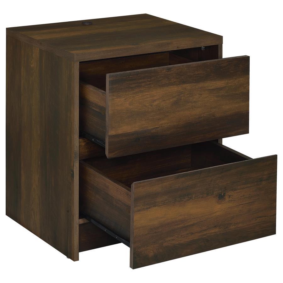Westpark - 2 - Drawer Nightstand LED Lights And USB - Dark Pine Nightstand w/ Charging Station modern furniture Contempo Furniture
