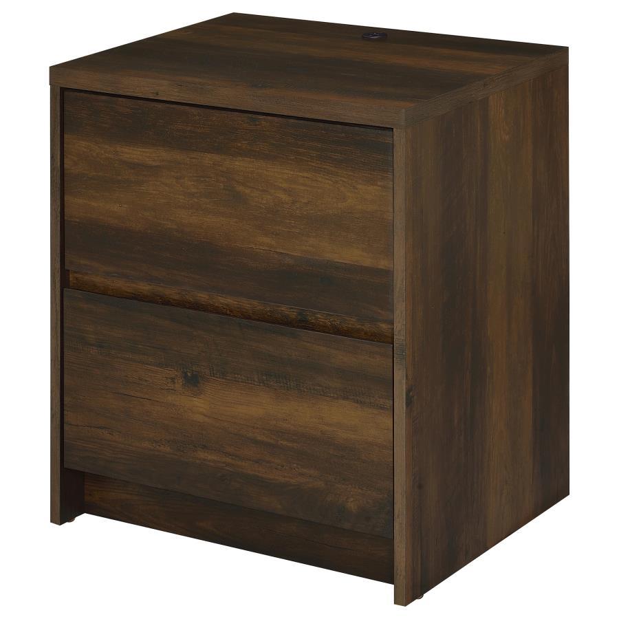 Westpark - 2 - Drawer Nightstand LED Lights And USB - Dark Pine Nightstand w/ Charging Station modern furniture Contempo Furniture