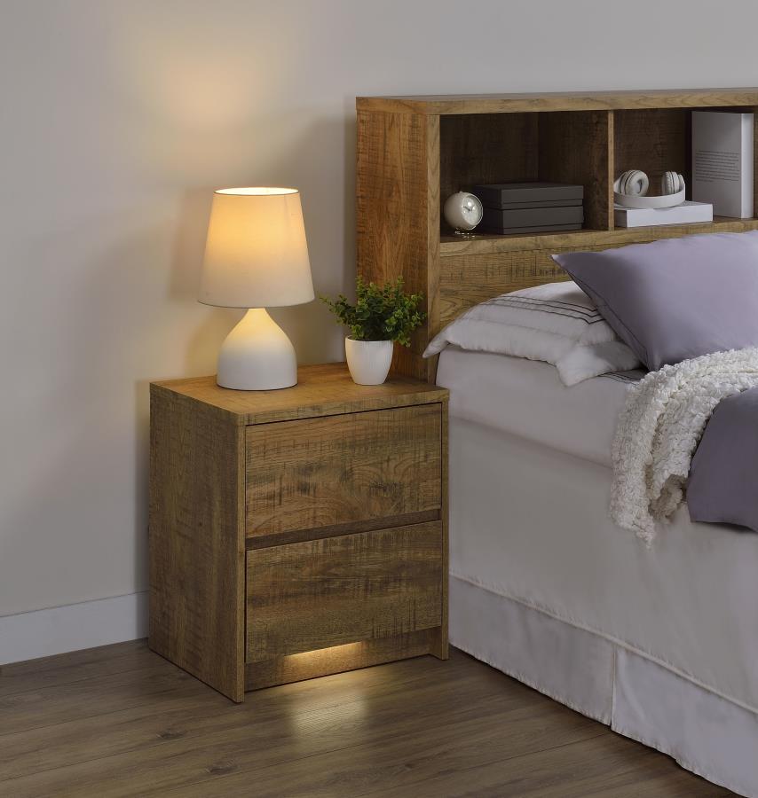 Westpark - 2 - Drawer Nightstand LED Lights And USB - Mango Nightstand w/ Charging Station modern furniture Contempo Furniture