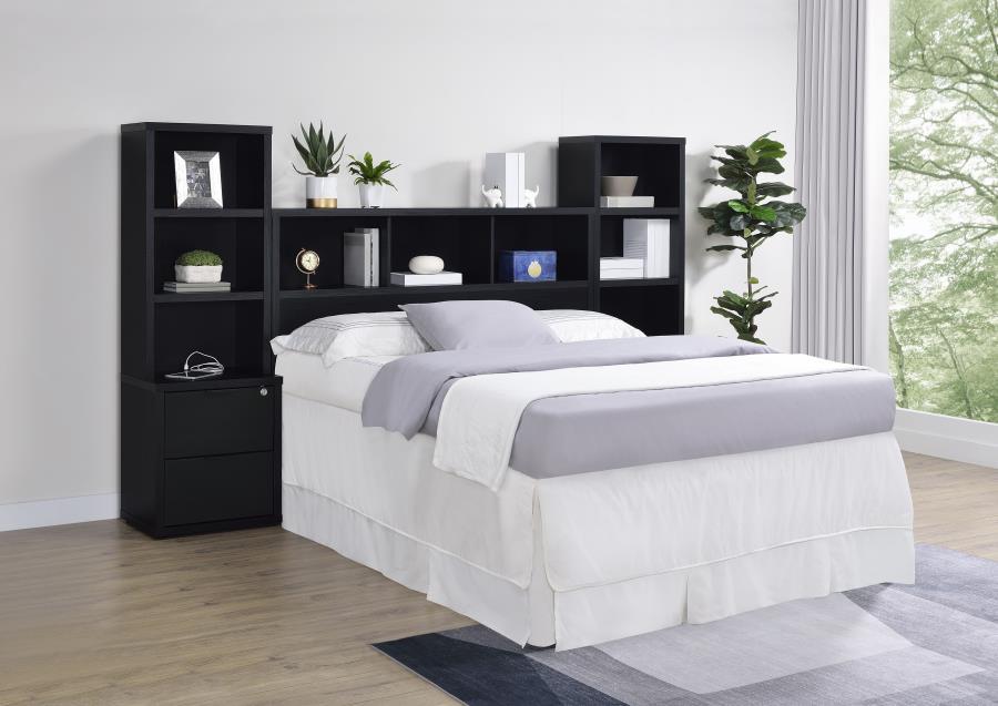 Westpark - 3 Piece Queen Bedroom Set Bookcase Headboard - Black 3 - Piece Bedroom Set modern furniture Contempo Furniture