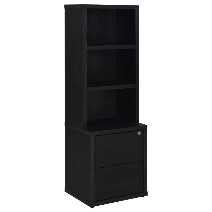 Westpark - 3 - Shelf Bookcase USB And Lockable Drawer - Black Standard Bookcase modern furniture Contempo Furniture