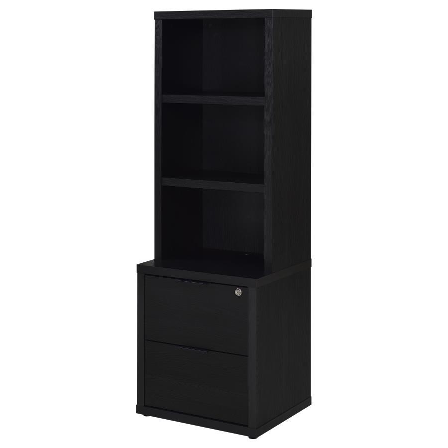 Westpark - 3 - Shelf Bookcase USB And Lockable Drawer - Black Standard Bookcase modern furniture Contempo Furniture