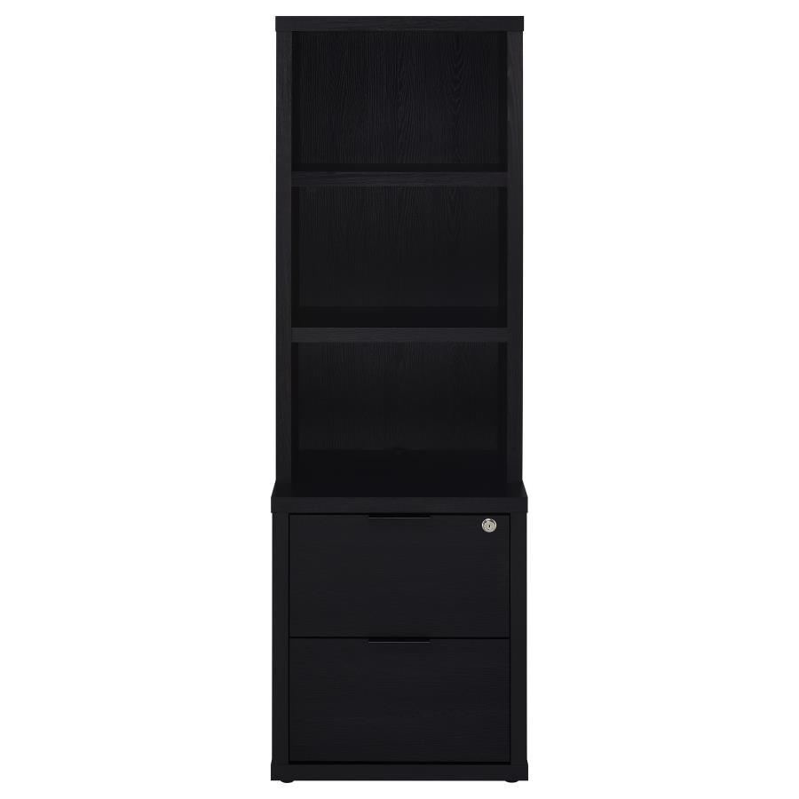 Westpark - 3 - Shelf Bookcase USB And Lockable Drawer - Black Standard Bookcase modern furniture Contempo Furniture