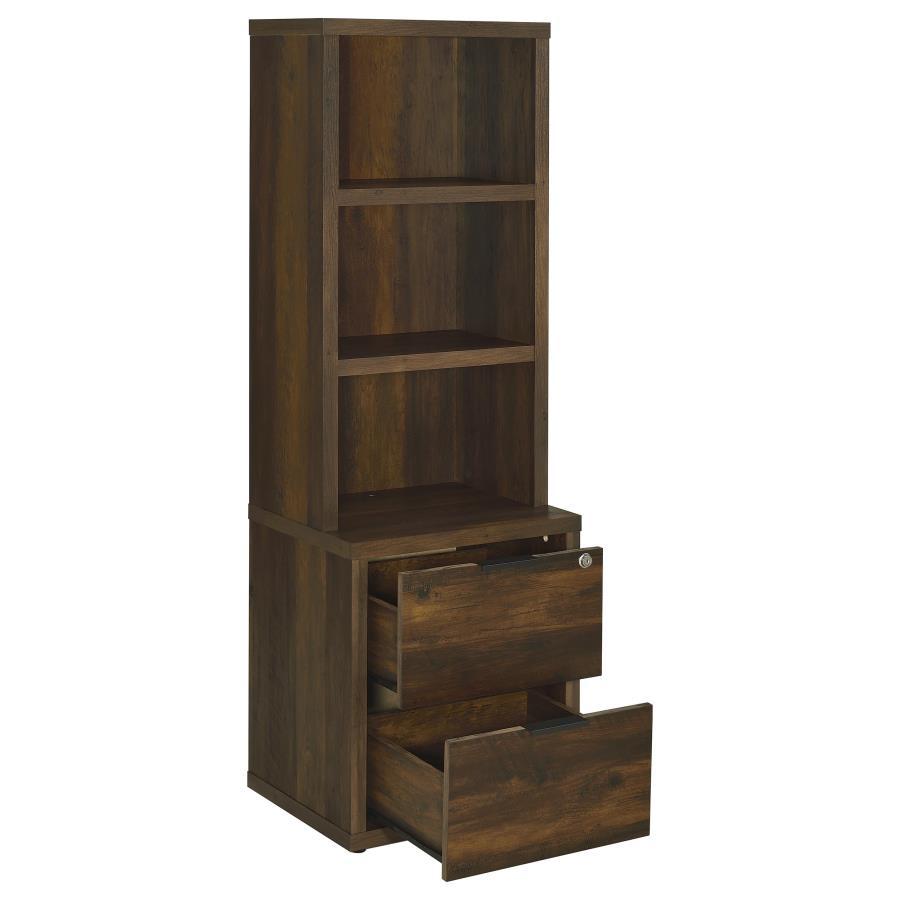 Westpark - 3 - Shelf Bookcase USB And Lockable Drawer - Dark Pine Standard Bookcase modern furniture Contempo Furniture