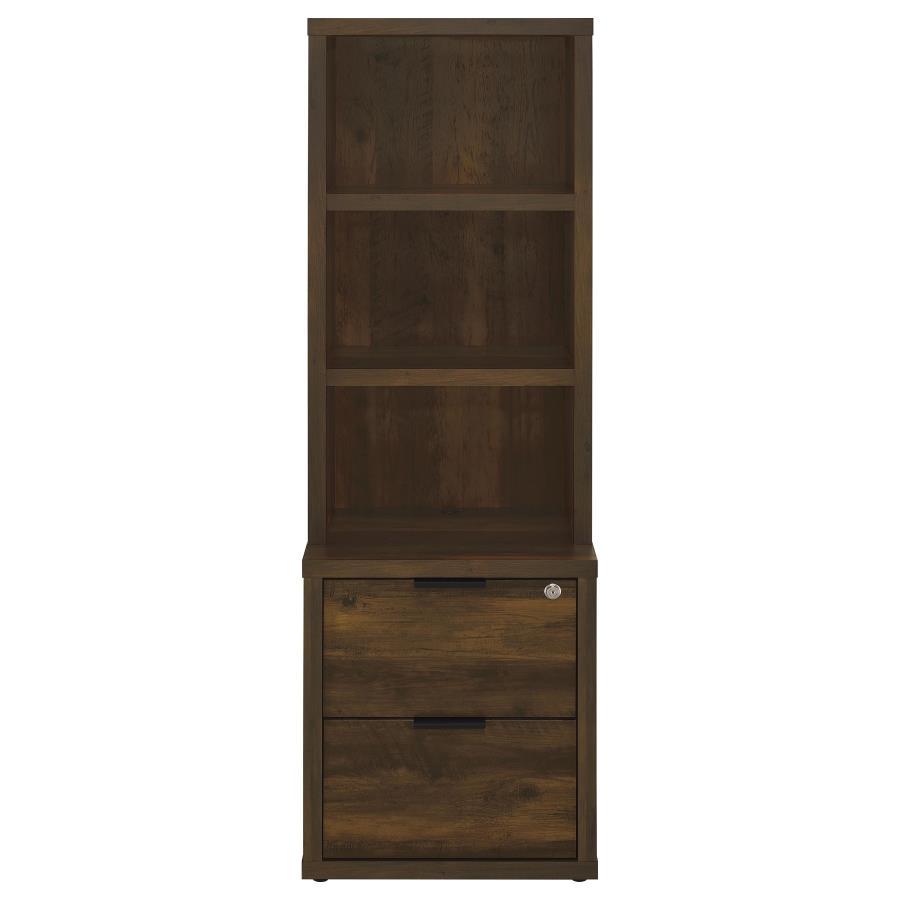 Westpark - 3 - Shelf Bookcase USB And Lockable Drawer - Dark Pine Standard Bookcase modern furniture Contempo Furniture